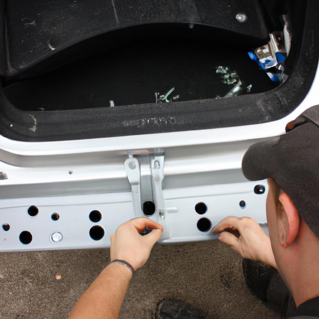 Person installing trunk mount carrier