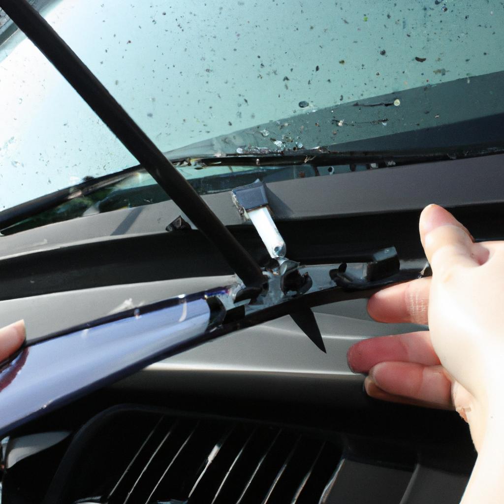 Person installing windshield wipers